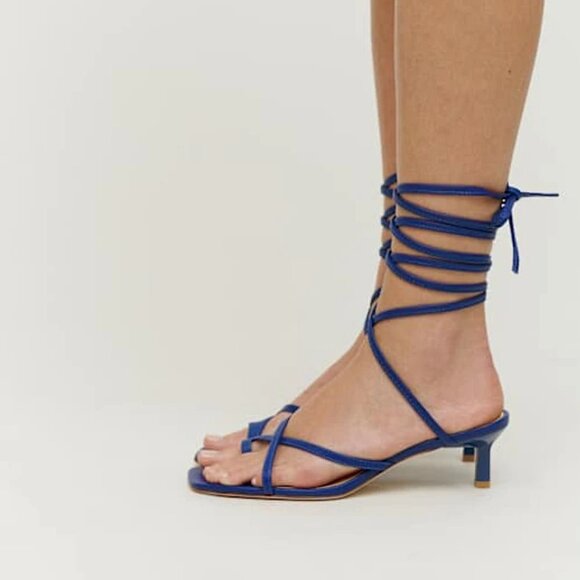NEW REFORMATION Made In Brazil Leather Sammie Lace Up Mid Heel Sandals 725 15j8 - Picture 1 of 10